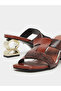 Women Snake Skin Print Mid-Heel Sandals - 3