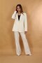 Oversize Single Button Classic Jacket & Pocketed Spanish-Cut Trousers Women's Suit-White - 1197506 - 3