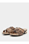 Women Beige Snake Skin Print Block Heel Sandals - 2