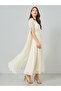 Women Cream Maxi Dress with Slit Sleeves - 3