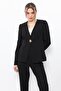 V-Neck Single Button Classic Women's Jacket-Black - 1199100 - 4