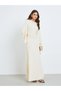 Women Beige Bell Sleeve Bodycon Maxi Dress - 3