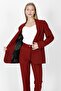 Oversize Single Button Classic Women's Jacket - Burgundy - 1197100 - 2