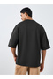 Men Black Boxy Chest Embroidered T-Shirt - 5