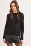 Women's Black Crew Neck Transparent Seasonal Knitwear Blouse Blz-19003212
