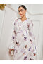 Women White Floral Print Long Sleeve Blouse - 3