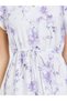 Women Lilac Floral Print Short Sleeves Maxi Dress - 4