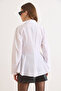 Women's White Hidden Placket Stitching Detailed Peplum Shirt Gml-19001423 - 6