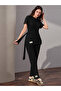 Women Black Tie-Waist Top and Trousers Co-Ords