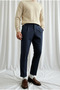 Men's Regular-Fit Premium Old Money Pocket Detailed Double-Cuff Fabric Trousers Navy Blue