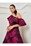 Women Pink Floral One Shoulder A-Line Midi Dress