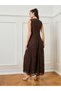 Women Brown Textured Sleeveless Maxi Dress - 5