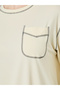 Beige Long Sleeve Oversized T-Shirt with Pocket Detail - 4