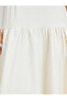 Women Cream Short Sleeves A-Line Midi Dress - 4