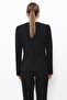V-Neck Single Button Classic Women's Jacket-Black - 1199100 - 3