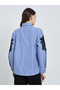 Women Blue Striped Shirt with Lace Trim - 4
