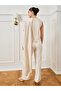Women White Asymmetric Scarf Detail Satin Top - 5