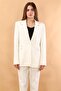 Oversize Single Button Classic Women's Jacket-White - 1197100 - 2