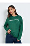 Women Green Slogan Oversized Long Sleeve T-Shirt - 3
