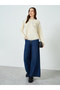 Beige Long Sleeve Oversized T-Shirt with Pocket Detail - 2