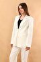 Oversize Single Button Classic Women's Jacket-White - 1197100 - 3
