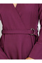 Women Purple Long Sleeves Wrap Midi Dress - 4