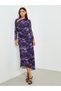 Women Floral Print Gathered Detail Bodycon Maxi Dress