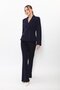 Men's Collared Buttoned Jacket & Pocketed Spanish-Cut Trousers Women's Set - Navy Blue - 1196506 - 3
