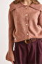 Women's Dusty Rose Buttoned Collar Detailed Spanish Sleeve Cardigan Jacket Ckt-19000509 - 5