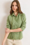Women's Sage Green Darted Front Slim Fit Woven Shirt GML-19001422 - 4
