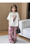 Girls Graphic Print T-Shirt and Wide Leg Pants Set - 5