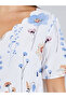 Women White Floral Print Short Sleeve Top - 3