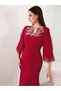 Women Red Rhinestone Embellished Bodycon Maxi Dress - 4