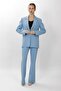 Oversize Single Button Classic Jacket & Pocketed Spanish-Cut Trousers Women's Suit-Sky Blue - 1197506 - 5