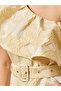 Women Beige Floral One Shoulder A-Line Midi Dress - 4