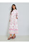Women Pink Floral Print Collared A-Line Maxi Dress - 3