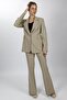 Oversize Single Button Classic Jacket & Pocketed Spanish-Cut Trousers Women's Suit-Bamboo - 1197506 - 2