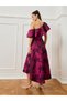 Women Pink Floral One Shoulder A-Line Midi Dress - 5