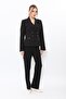 Men's Collared Buttoned Jacket & Pocketed Trousers Women's Suit - Black - 1196505 - 2