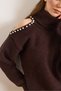 Women's Bitter Brown Turtleneck Shoulder Pearl Detailed Knitwear Sweater Kzk-19001143 - 4