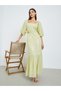 Women Green Embellished Puff Sleeve Maxi Dress