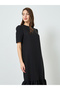 Women Shift Midi Dress with Short Sleeves - 2