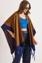 Women's Camel Hair Color-Blocked Poncho Cardigan Hrk-19000423