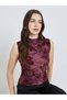 Women Burgundy Floral Velvet Tank Top