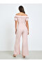 Women Off Shoulder Jumpsuit with Corsage Detail - 5