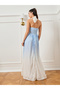 Women Ombre Print Lace Sleeveless Maxi Dress - 5