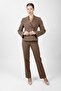 Men's Collared Buttoned Jacket & Pocketed Trousers Women's Suit - Brown - 1196505 - 5