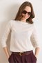 Women's White Crew Neck Transparent Seasonal Knitwear Blouse Blz-19003212 - 4