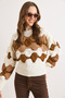 Women's Ecru Textured Color Detailed Knitwear Sweater Kzk-19001153 - 3
