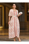 Women Rhinestone Embellished Flower Patch Belted Jalabiya - 5